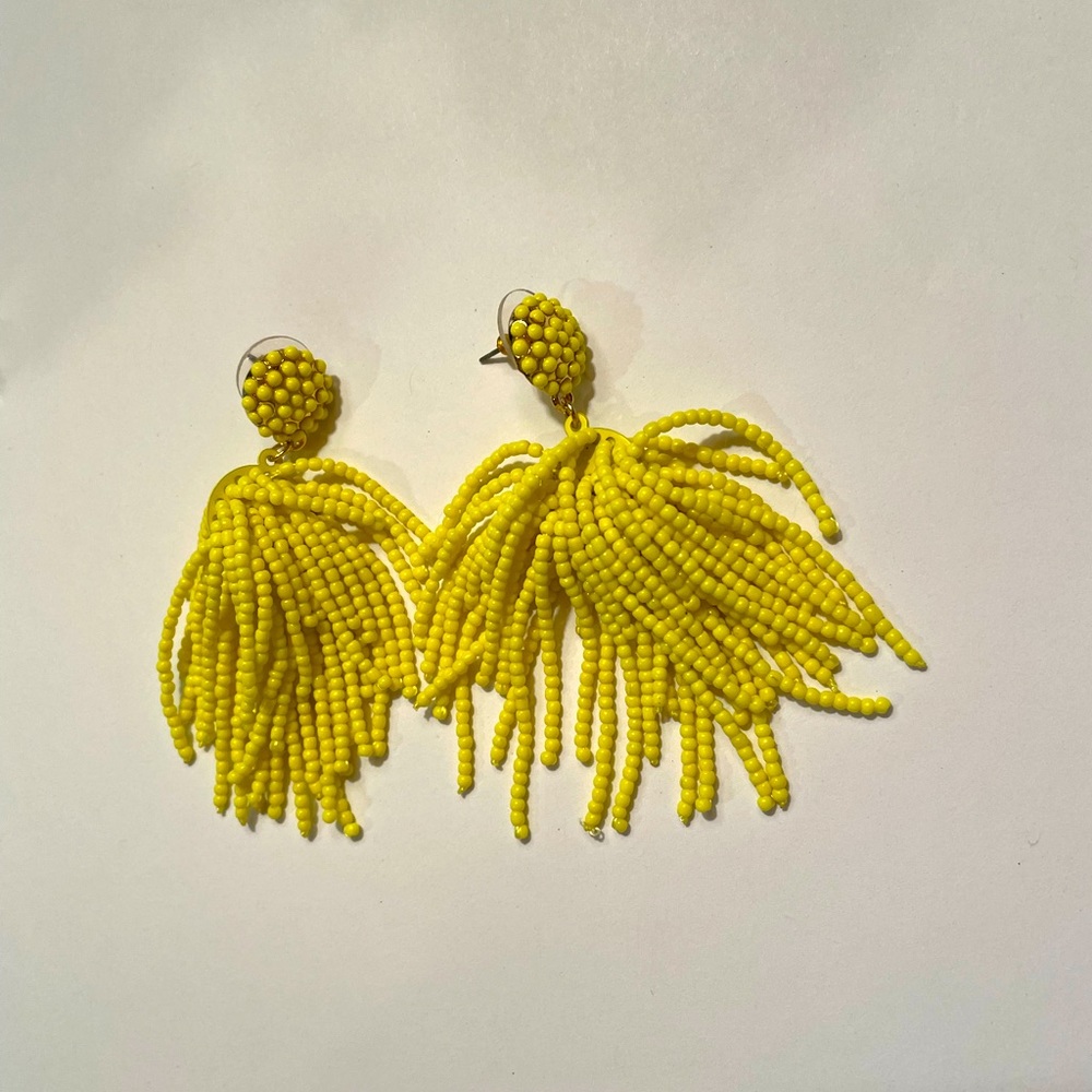 Lemon yellow tassel earrings!